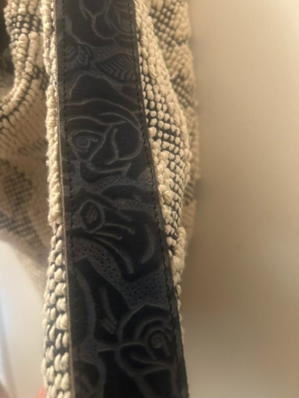 Free People Miramar Azulejos Carryall Leather Strap Slouchy Textured Bag NEW - Picture 13 of 16
